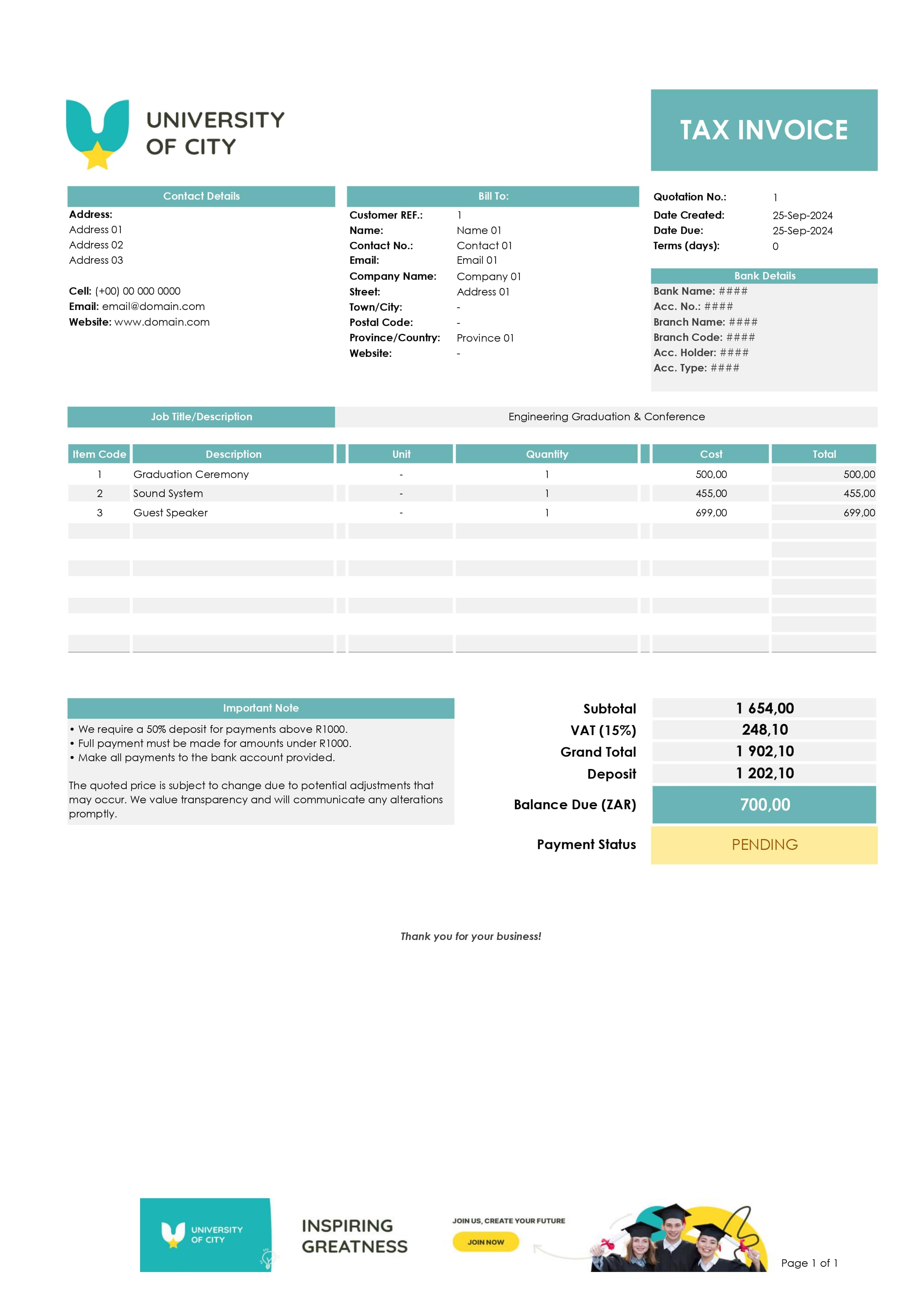 Education Institution Invoice (twacreatives.com)